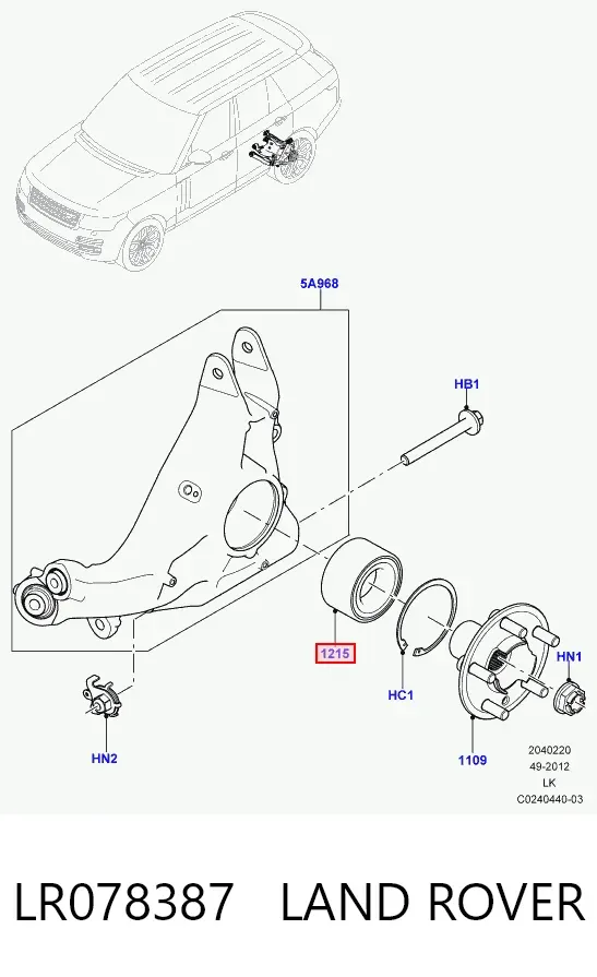 Łożysko piasty przedniej LR078387 Land Rover