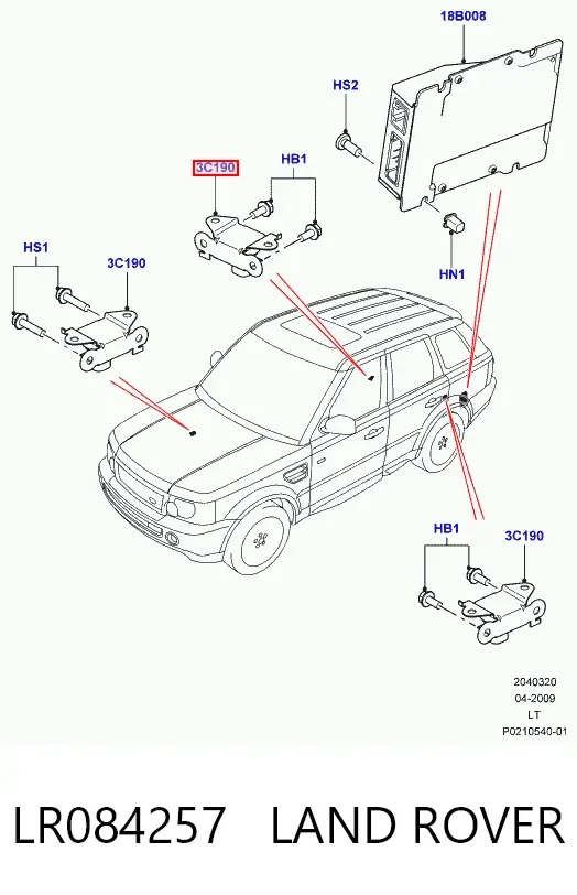 Czujnik przyspieszenia wzdłużnego LR084257 Land Rover