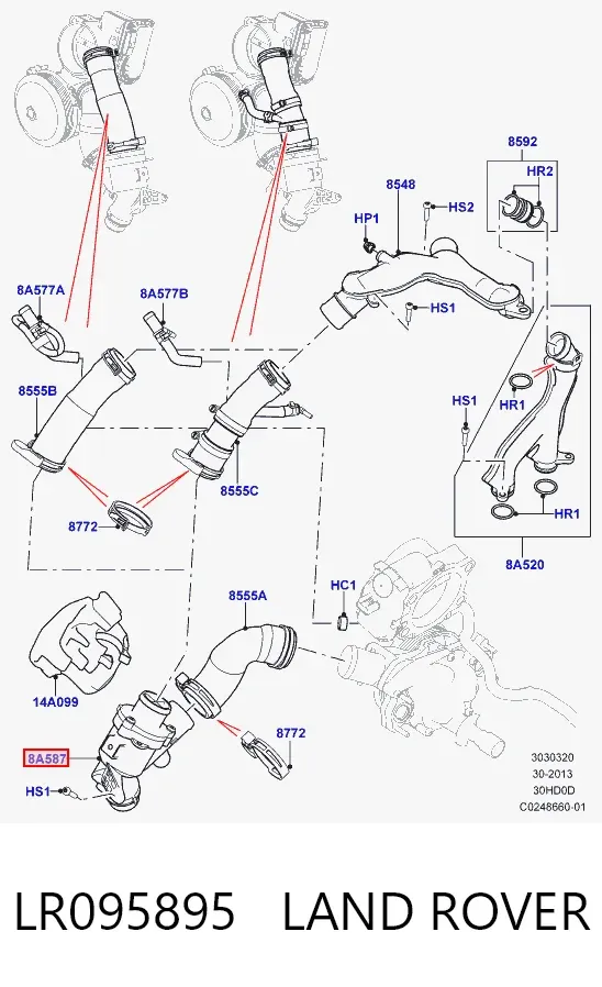 Obudowa termostatu LR095895 Land Rover
