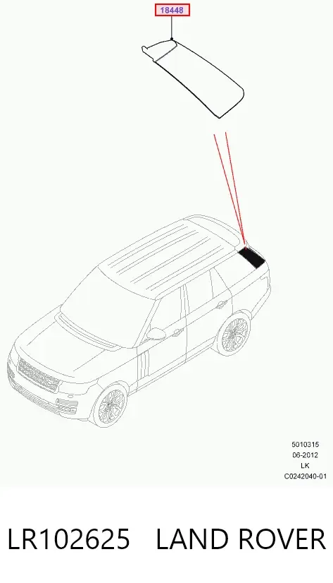 Nakładka słupka nadwozia zewnętrzna tylna lewa LR102625 Land Rover