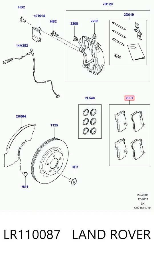 Klocki hamulcowe przednie tarczowe LR110087 Land Rover