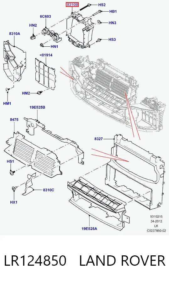 Kierownica powietrza (deflektor) chodnicy intercoolera prawa LR124850 Land Rover