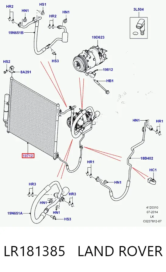 Chłodnica klimatyzacji LR181385 Land Rover