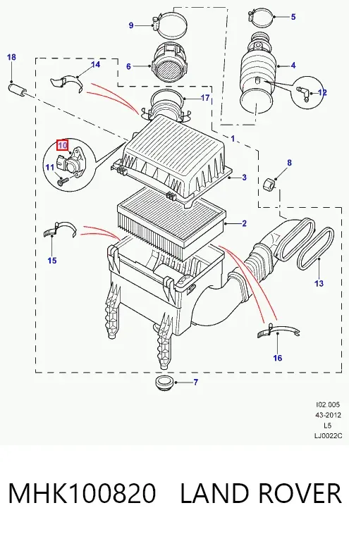Czujnik ciśnienia w kolektorze ssącym, MAP MHK100820 Land Rover