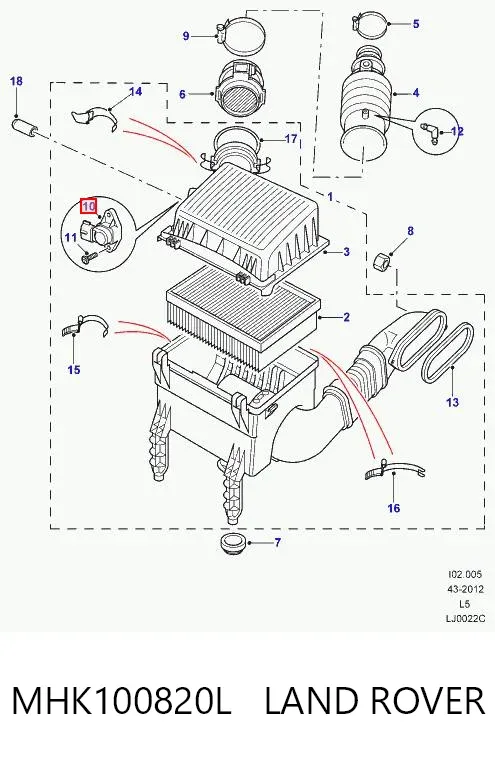 Czujnik ciśnienia w kolektorze ssącym, MAP MHK100820L Land Rover