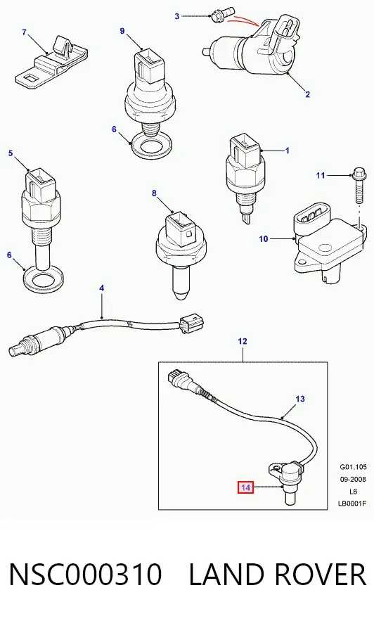 Czujnik położenia wałka rozrządu NSC000310 Land Rover