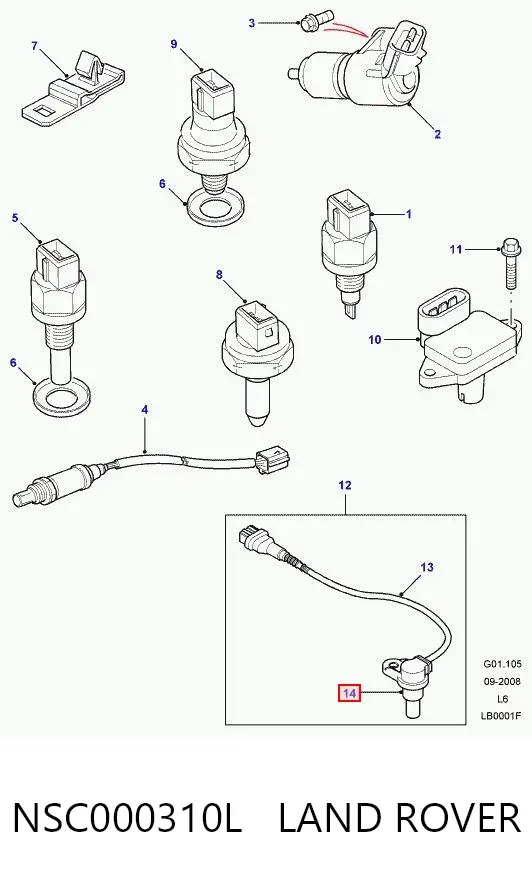 Czujnik położenia wałka rozrządu NSC000310L Land Rover