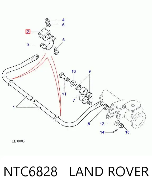 Tuleja stabilizatora przedniego NTC6828 Land Rover
