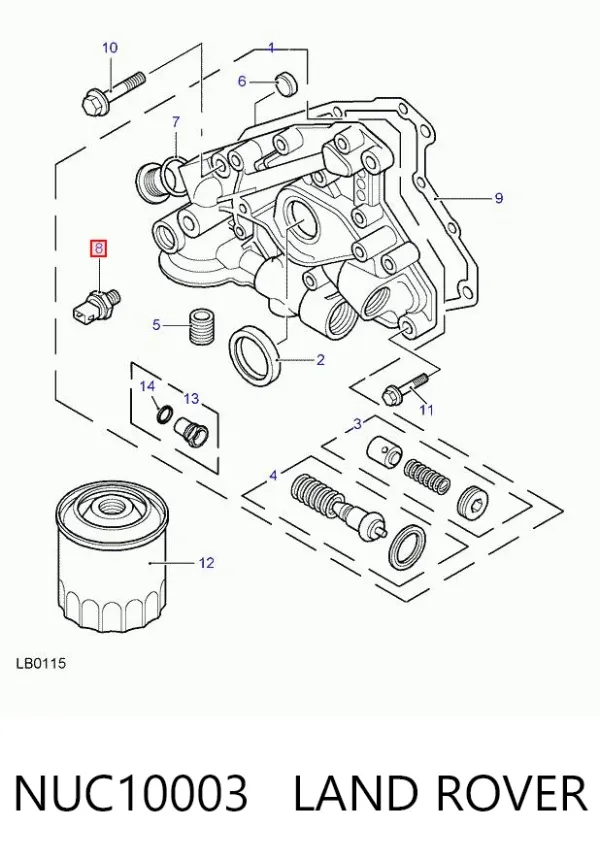 Czujnik ciśnienia oleju NUC10003 Land Rover