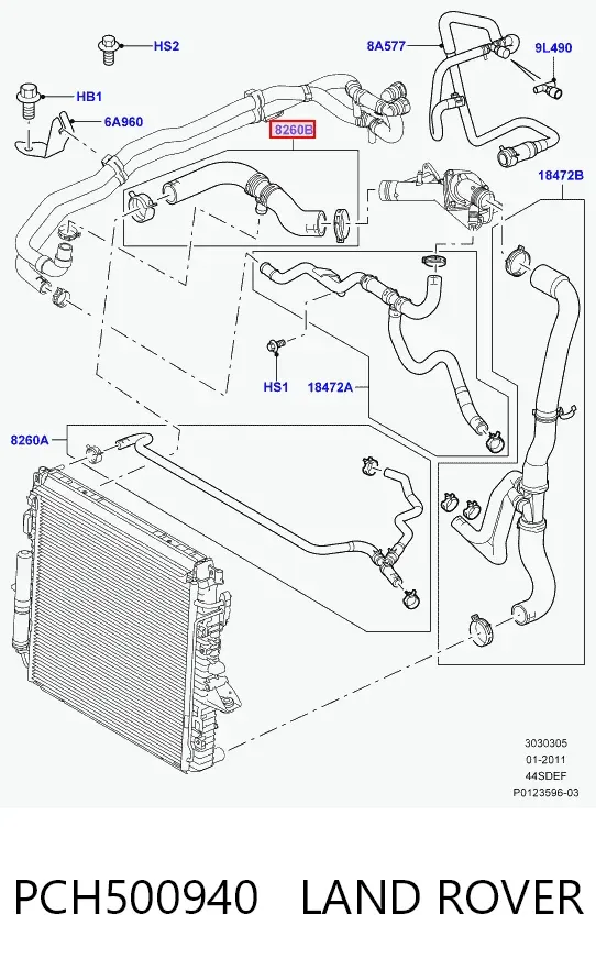 Przewód (króciec) chłodnicy górny Land Rover Discovery III