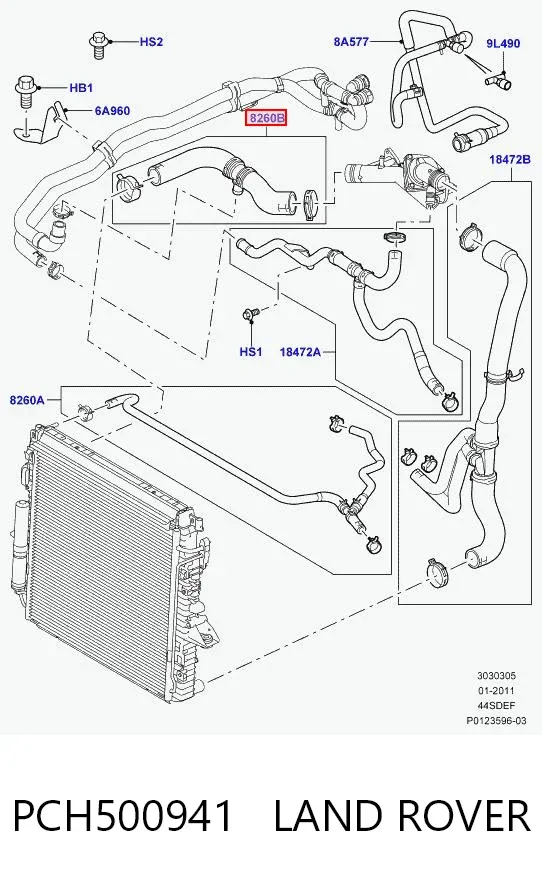 Przewód (króciec) chłodnicy górny PCH500941 Land Rover