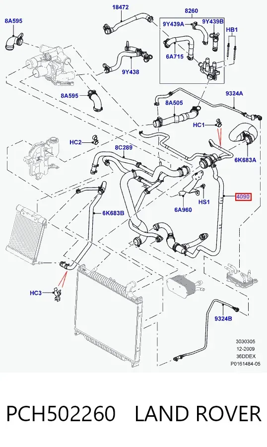 Przewód (króciec) chłodnicy górny PCH502260 Land Rover