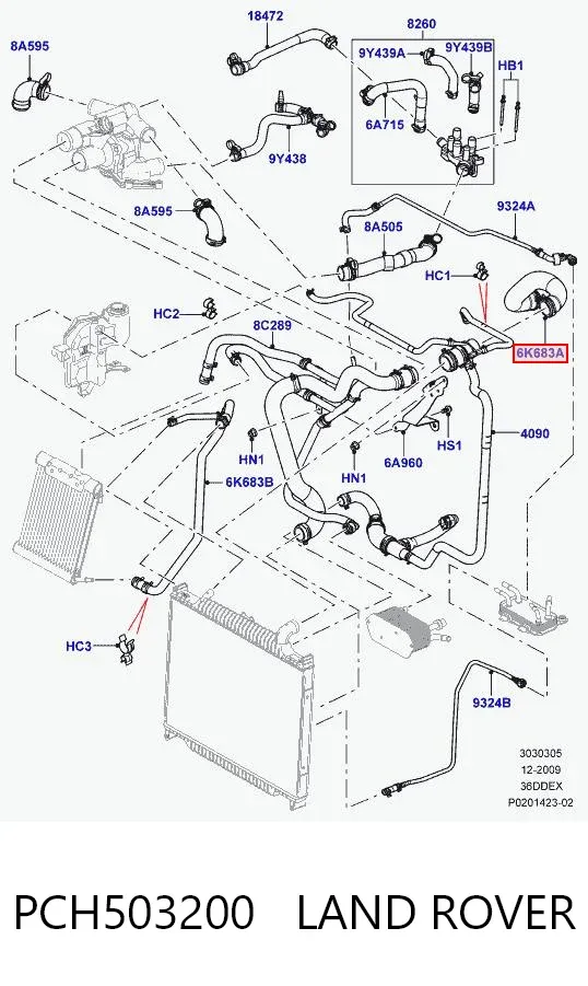 Przewód (króciec) układu chłodzenia PCH503200 Land Rover