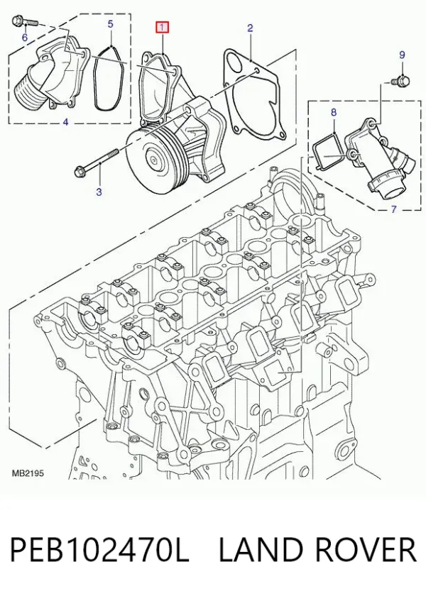 Pompa chłodząca wodna PEB102470L Land Rover