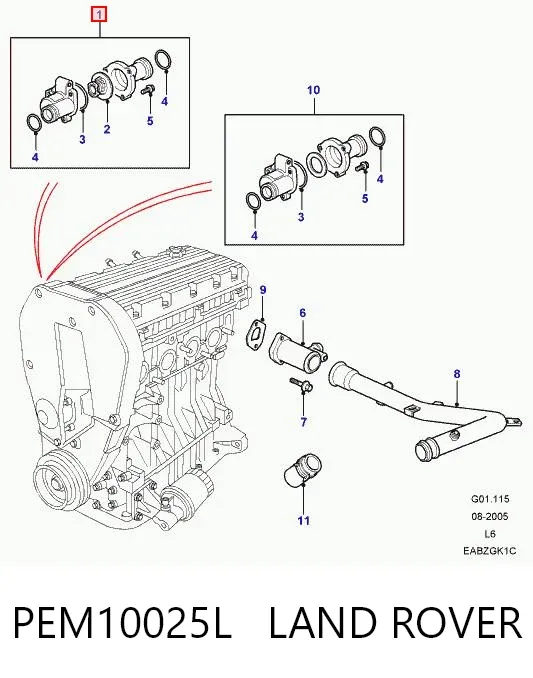 Obudowa termostatu PEM10025L Land Rover