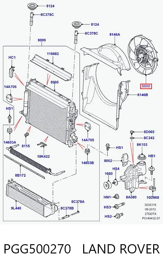 Wentylator (wirnik) chłodnicy PGG500270 Land Rover