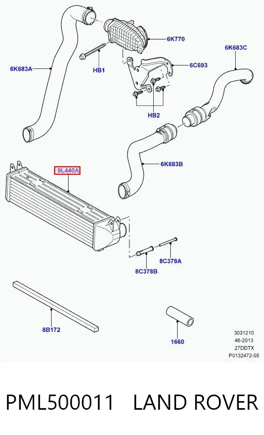 Chłodnica intercoolera PML500011 Land Rover