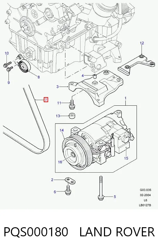 Pas napędowy mechanizmów PQS000180 Land Rover