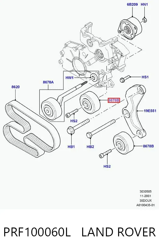 Rolka prowadząca, kierunkowa paska napędowego PRF100060L Land Rover