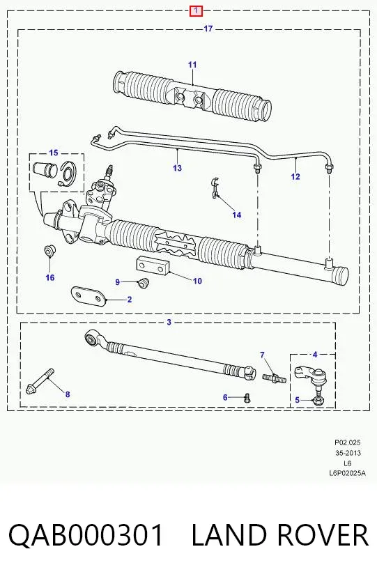 Listwa kierownicza (maglownica) QAB000301 Land Rover