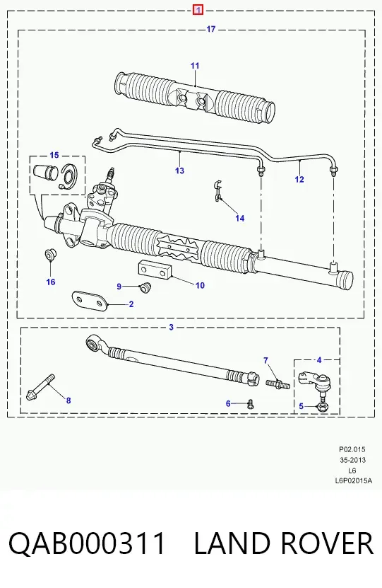 Listwa kierownicza (maglownica) QAB000311 Land Rover