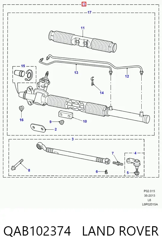 Listwa kierownicza (maglownica) QAB102374 Land Rover