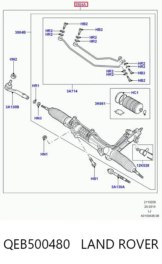 Listwa kierownicza (maglownica) QEB500480 Land Rover