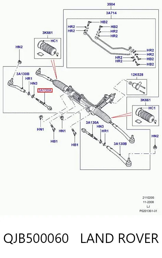 Drążek kierowniczy QJB500060 Land Rover