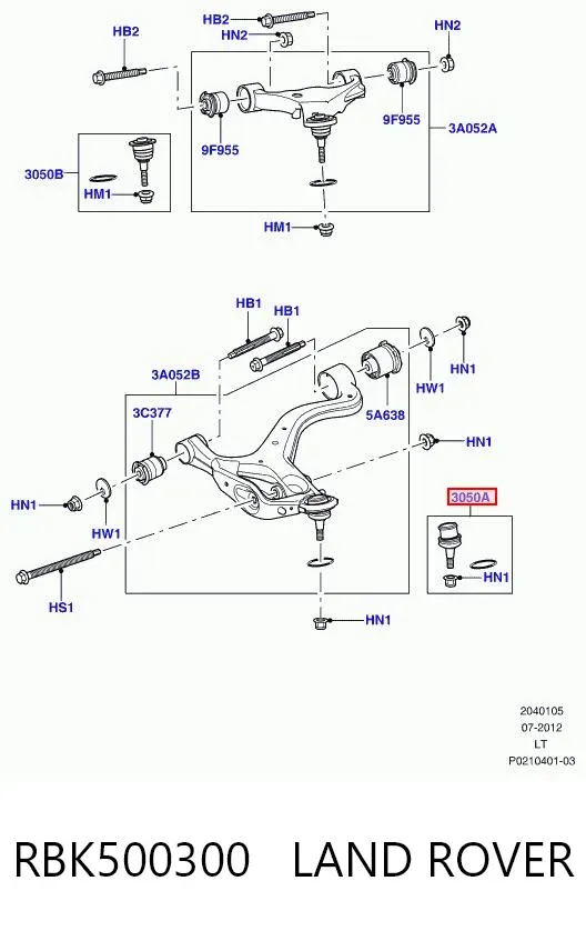 Sworzeń wahacza dolny RBK500300 Land Rover