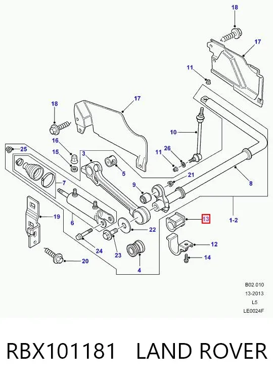 Tuleja stabilizatora przedniego RBX101181 Land Rover