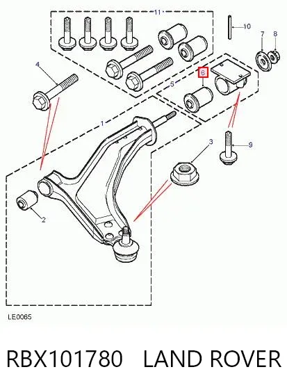 Silentblock przedniego wahacza dolnego RBX101780 Land Rover