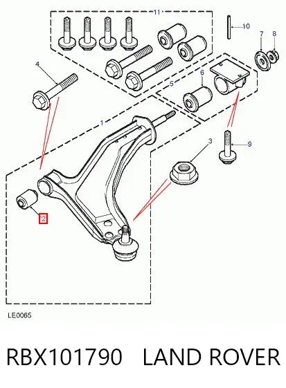 Silentblock przedniego wahacza dolnego RBX101790 Land Rover