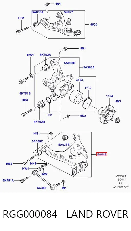 Wahacz zawieszenia tylnego dolny prawy RGG000084 Land Rover