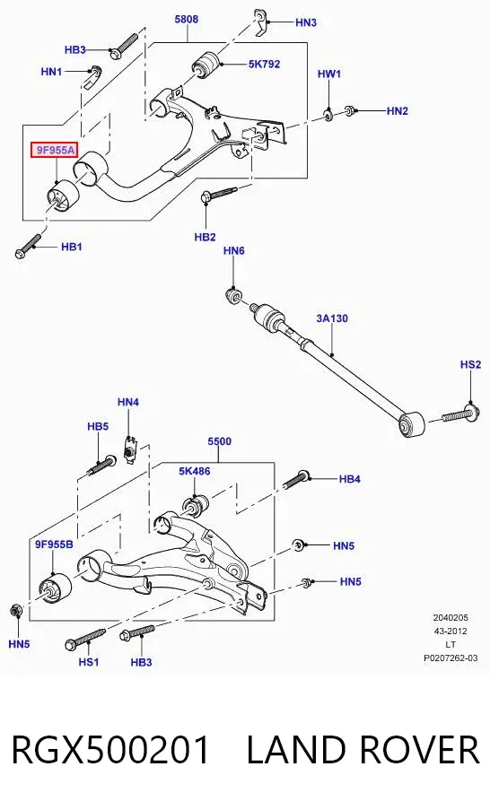 Silentblock wahacza tylnego górnego RGX500201 Land Rover
