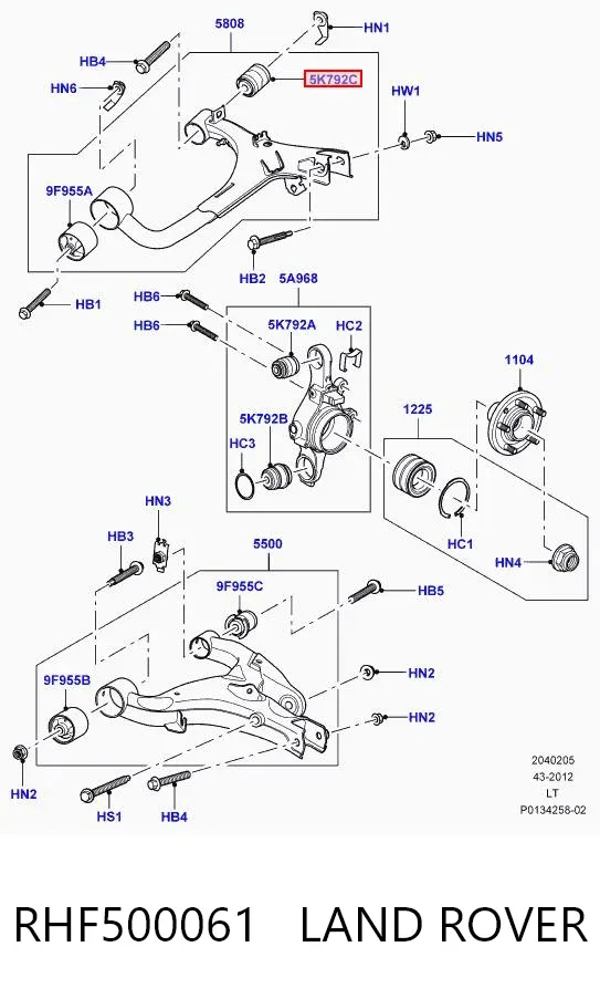 Silentblock wahacza tylnego górnego RHF500061 Land Rover