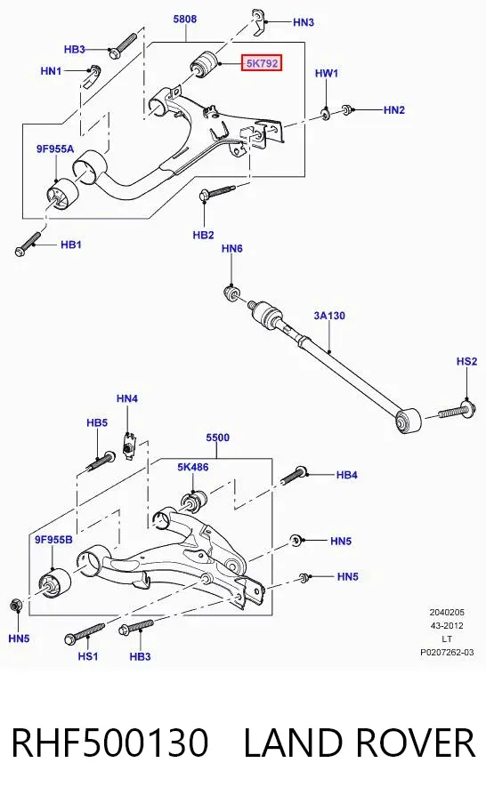 Silentblock wahacza tylnego górnego RHF500130 Land Rover