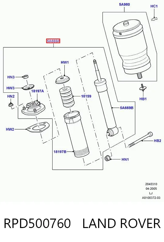Amortyzator tylny RPD500760 Land Rover