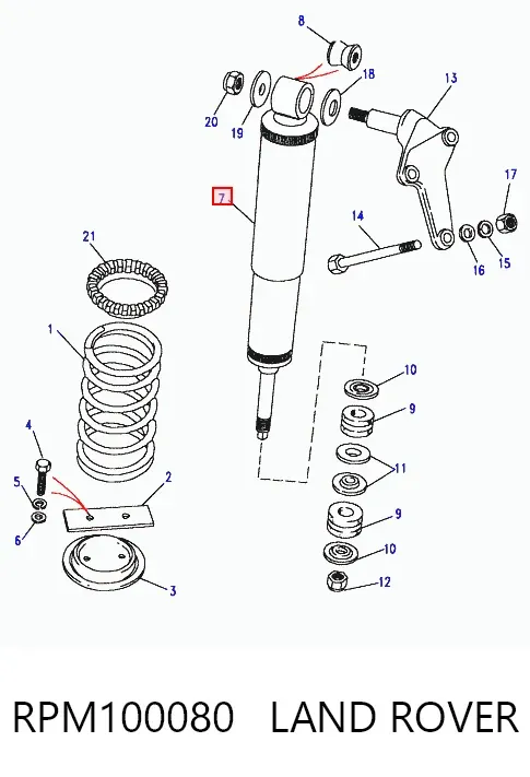 Amortyzator tylny RPM100080 Land Rover