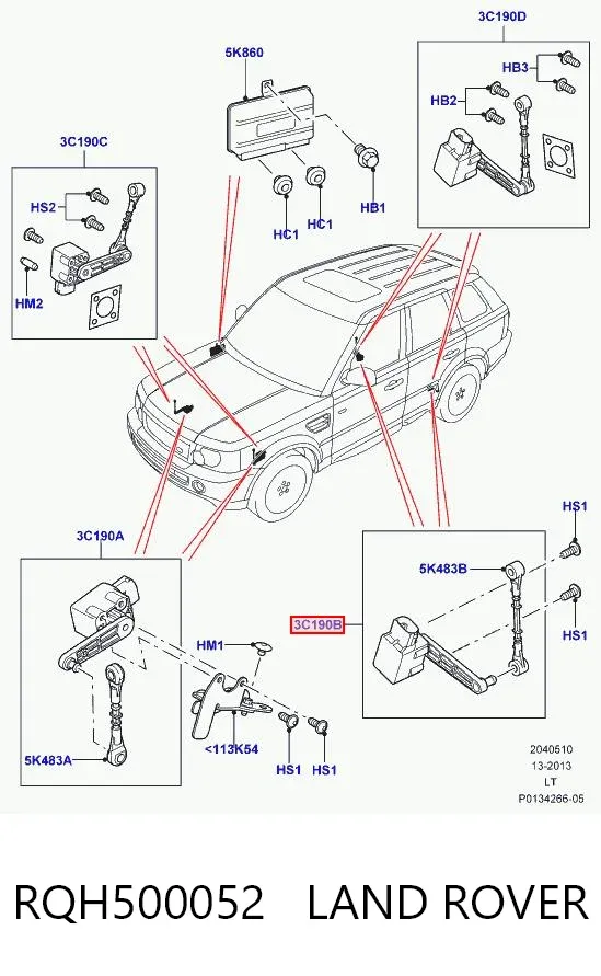 Czujnik poziomowania karoserii tylny lewy RQH500052 Land Rover