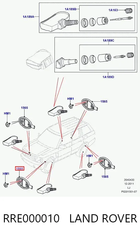 Czujnik ciśnienia w oponach RRE000010 Land Rover