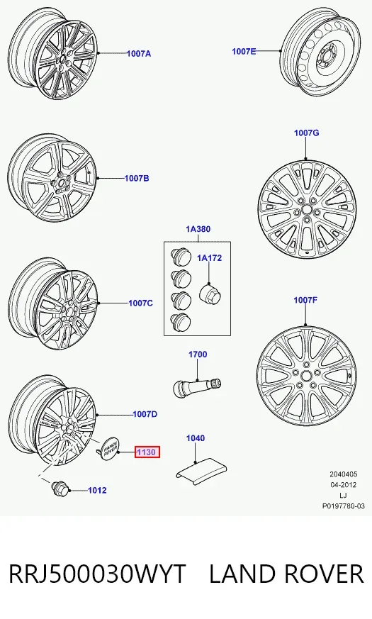 Kołpak do obręczy koła RRJ500030WYT Land Rover