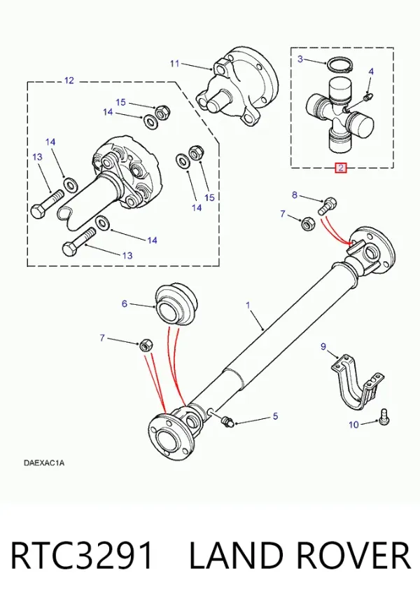 Krzyżak wału Cardana tylnego RTC3291 Land Rover
