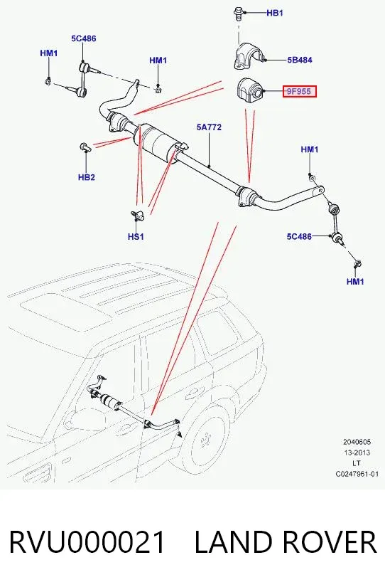Tuleja stabilizatora tylnego RVU000021 Land Rover