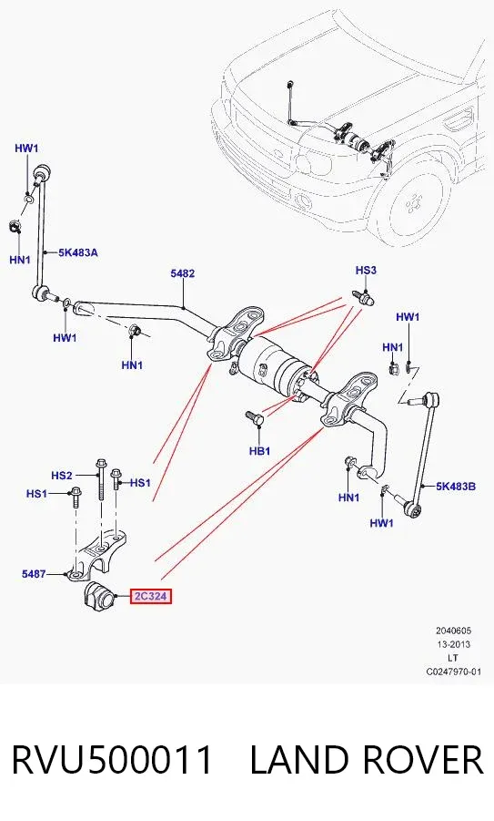Tuleja stabilizatora przedniego RVU500011 Land Rover