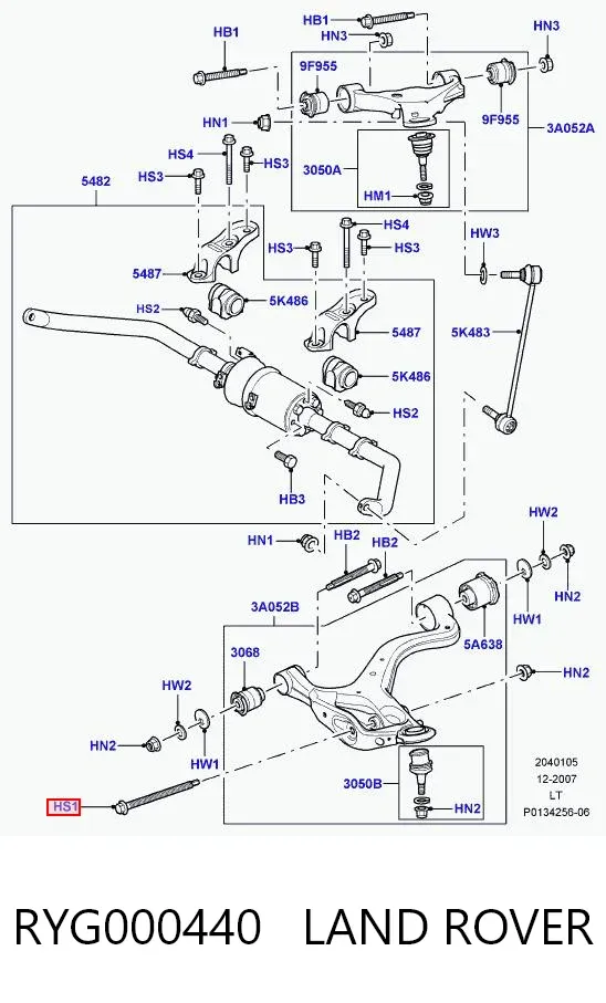 Śruba mocowania wahacza przedniego, dolnego RYG000440 Land Rover