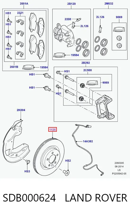 Tarcza hamulcowa przednia SDB000624 Land Rover