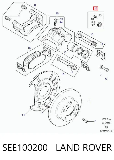 Zestaw naprawczy zacisku hamulcowego przedniego SEE100200 Land Rover