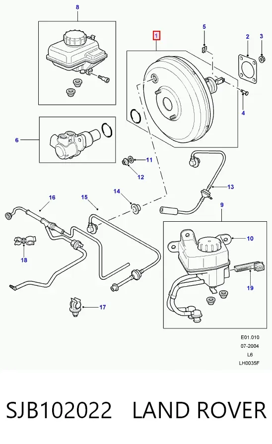 Wzmacniacz próżniowy hamulców SJB102022 Land Rover