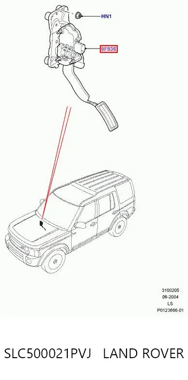 Pedał przyspieszenia (gazu) Land Rover Discovery III