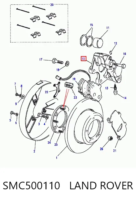 Zacisk hamulcowy tylny prawy SMC500110 Land Rover